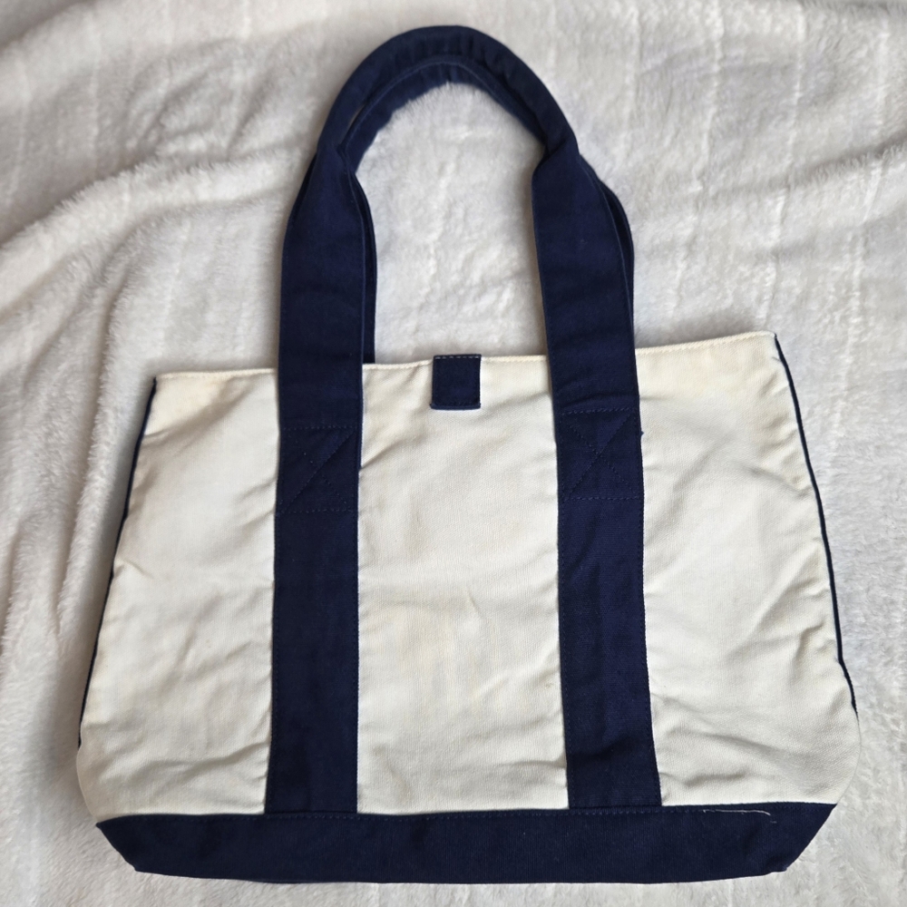 Stylish Navy and Cream Canvas Tote Bag